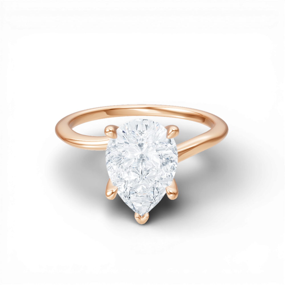 Miranda pear lab diamond engagement ring in 18k rose gold