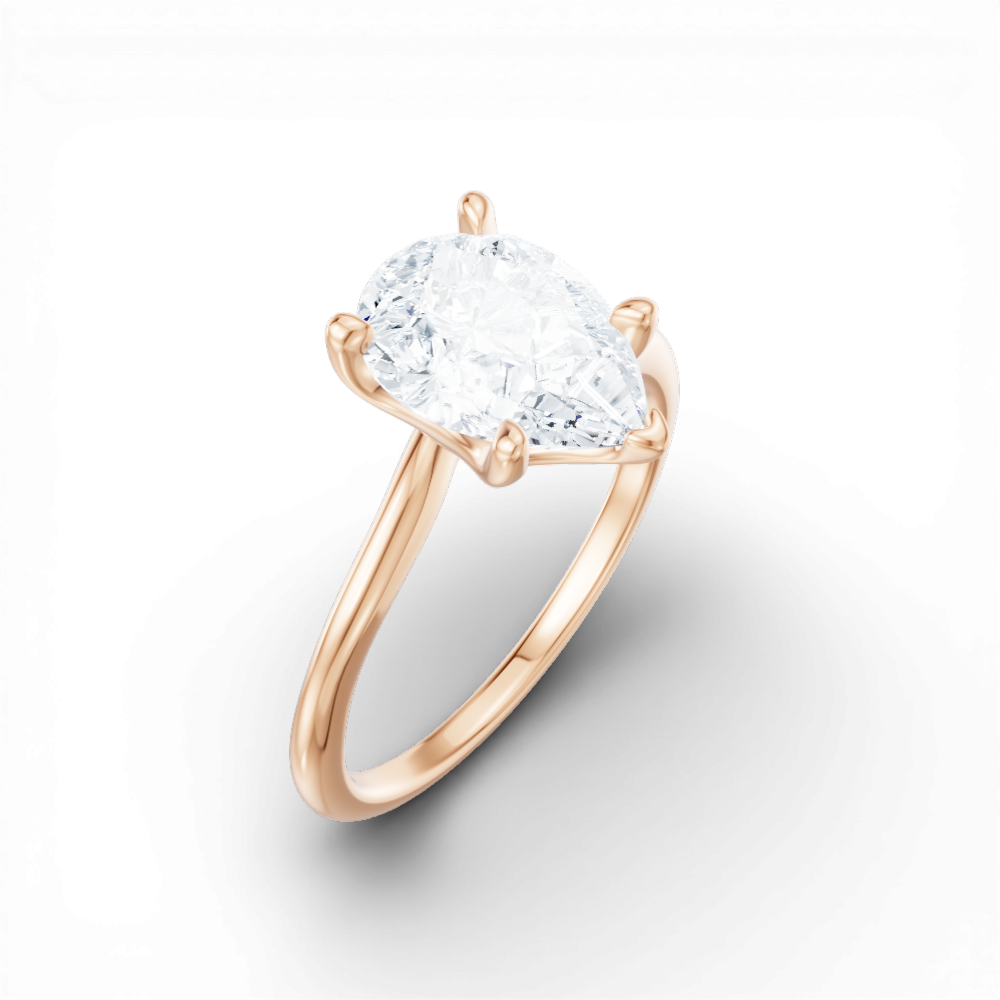 Miranda pear lab diamond engagement ring in 18k rose gold - view 3