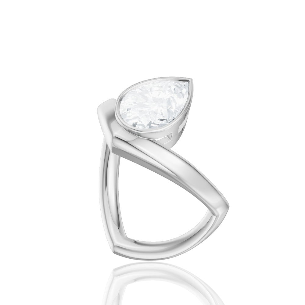 Natalie pear lab diamond engagement ring in 14k white gold - view 2