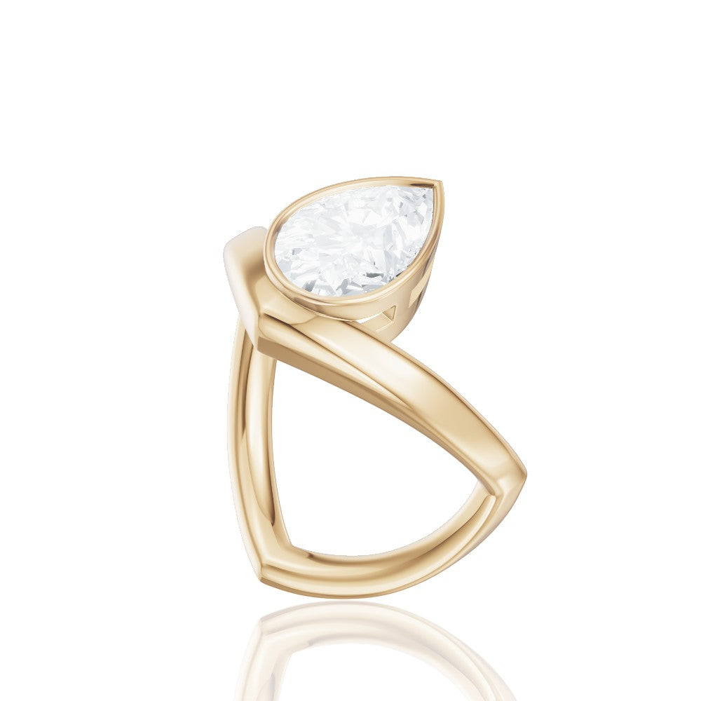 Natalie pear lab diamond engagement ring in 14k yellow gold - view 2