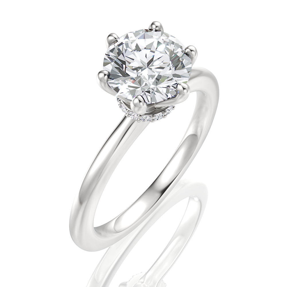 Candace Round Cut Lab Grown Diamond Platinum Engagement Ring - View 2