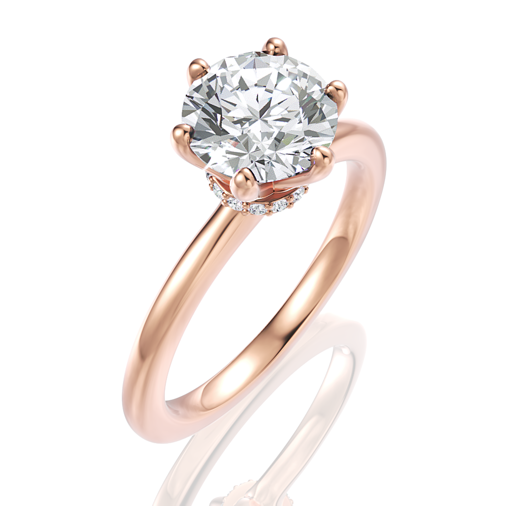 Candace Round Cut Lab Grown Diamond 18Kt Rose Gold Engagement Ring - View 2