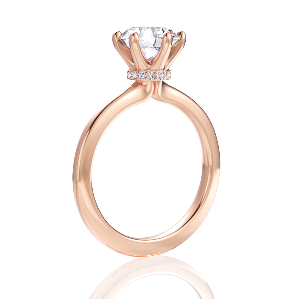 Candace Round Cut Lab Grown Diamond 18Kt Rose Gold Engagement Ring - View 3