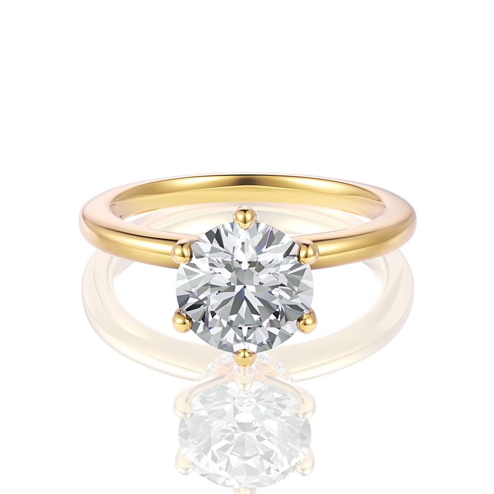 Candace Round Cut Lab Grown Diamond 18Kt Yellow Gold Engagement Ring
