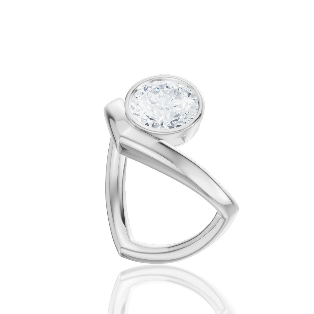 Natalie round lab diamond engagement ring in 18k white gold - view 2