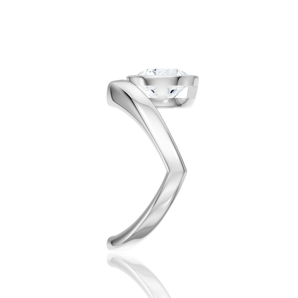 Natalie round lab diamond engagement ring in 18k white gold - view 4