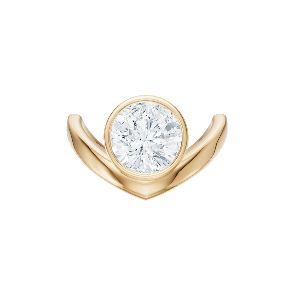 Natalie round lab diamond engagement ring in 18k yellow gold