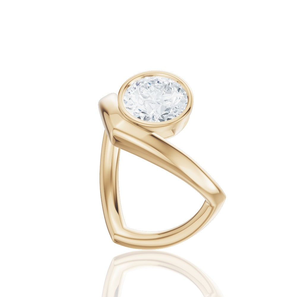 Natalie round lab diamond engagement ring in 14k yellow gold - view 2