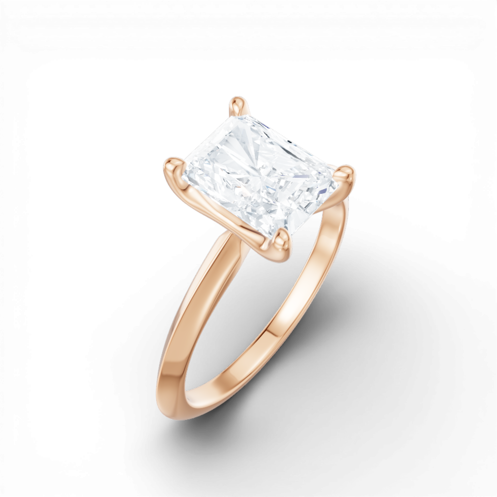 Marlene radiant lab diamond engagement ring in 18k rose gold - view 3