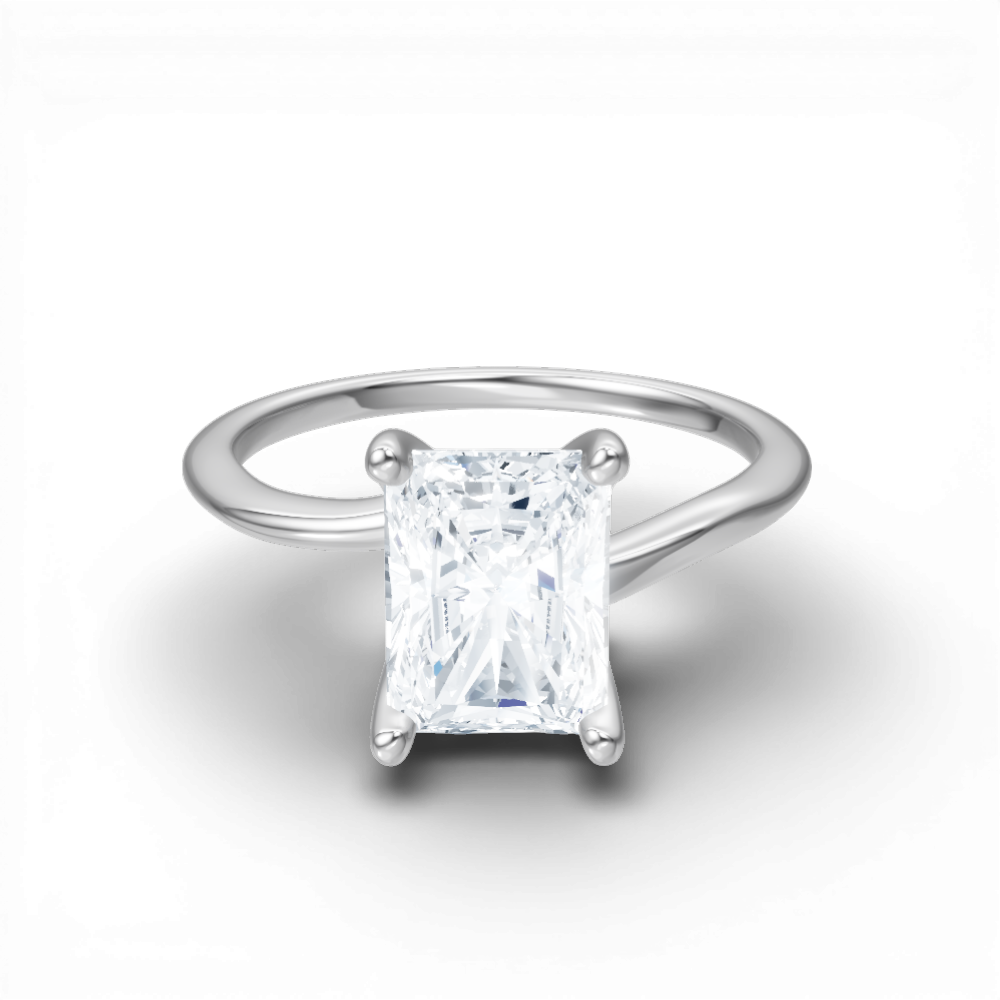 Miranda radiant lab diamond engagement ring in 18k white gold