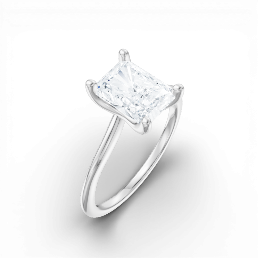 Miranda radiant lab diamond engagement ring in 18k white gold - view 3