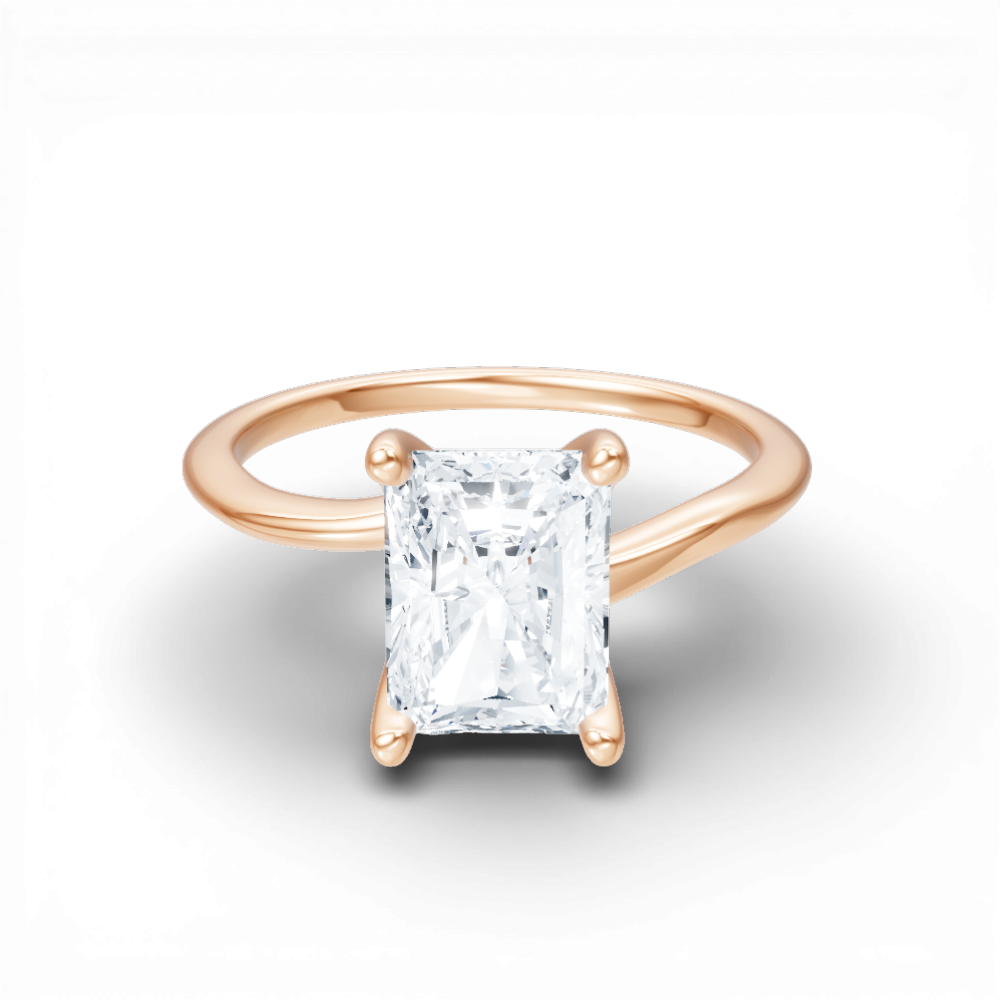 Miranda radiant lab diamond engagement ring in 18k rose gold