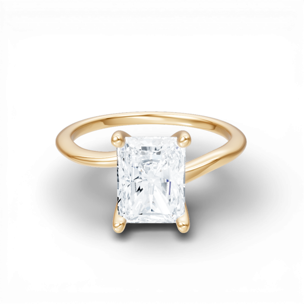 Miranda radiant lab diamond engagement ring in 18k yellow gold