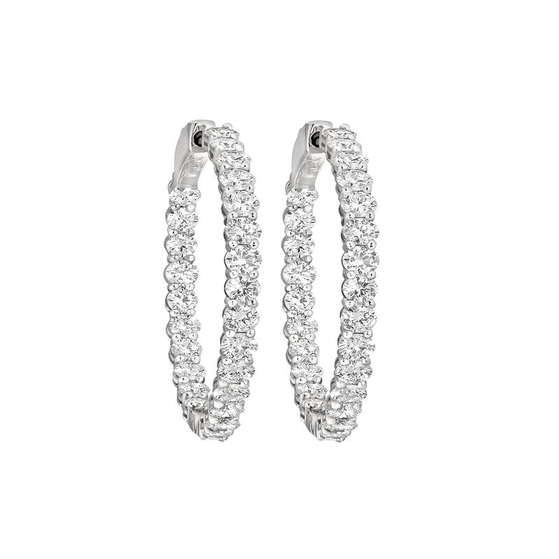 2 Ctw 14Kt White Gold Lab Grown In & Out Hoops