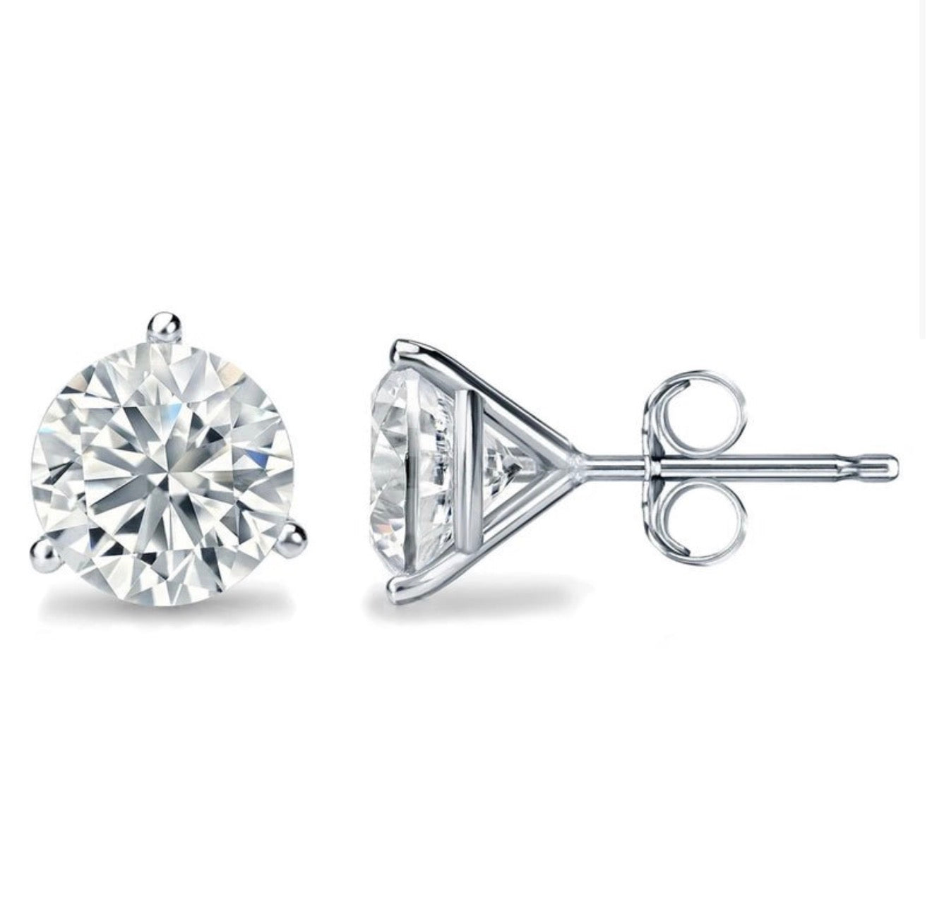 1 Ctw 14Kt White Gold Lab Grown Solitaire Studs