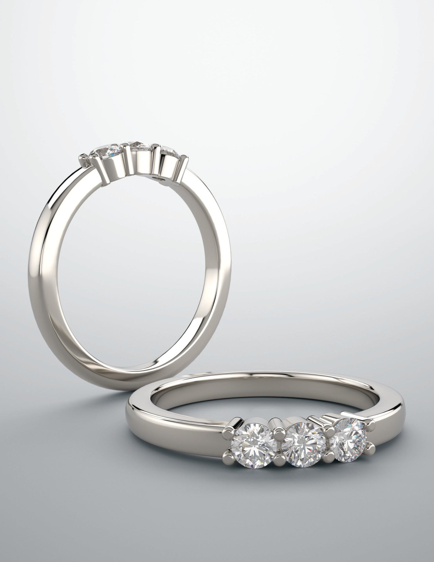 3 diamond ring with continuum silver
