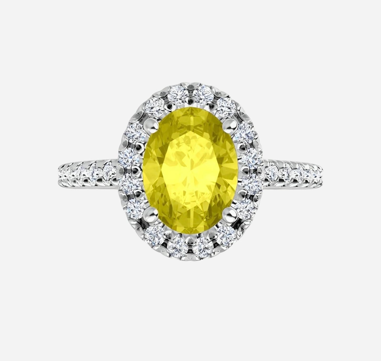 Color gem ring with imitation yellow citrine & lab grown diamonds