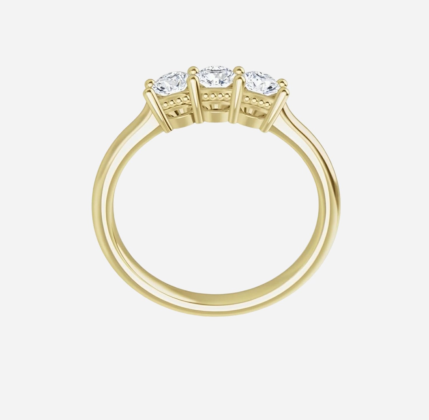 Diamond band, 3 stones white gold and diamonds
