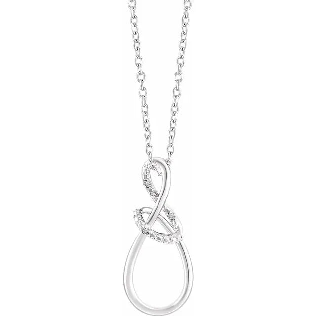 Sterling Silver .015 CTW Natural Diamond Freeform 16-18" Necklace