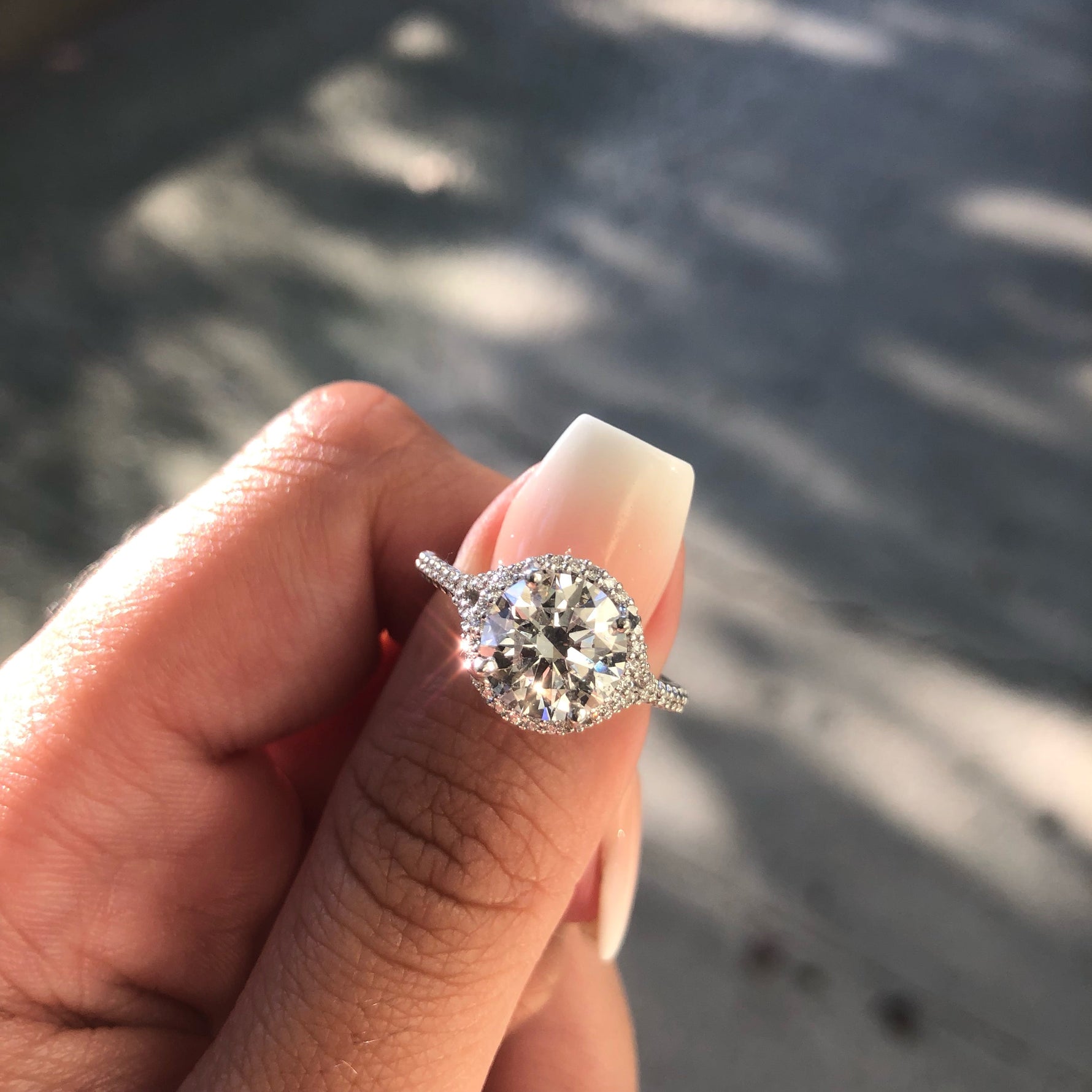 Judy Round Cut Lab Grown Diamond Platinum Engagement Ring - View 4