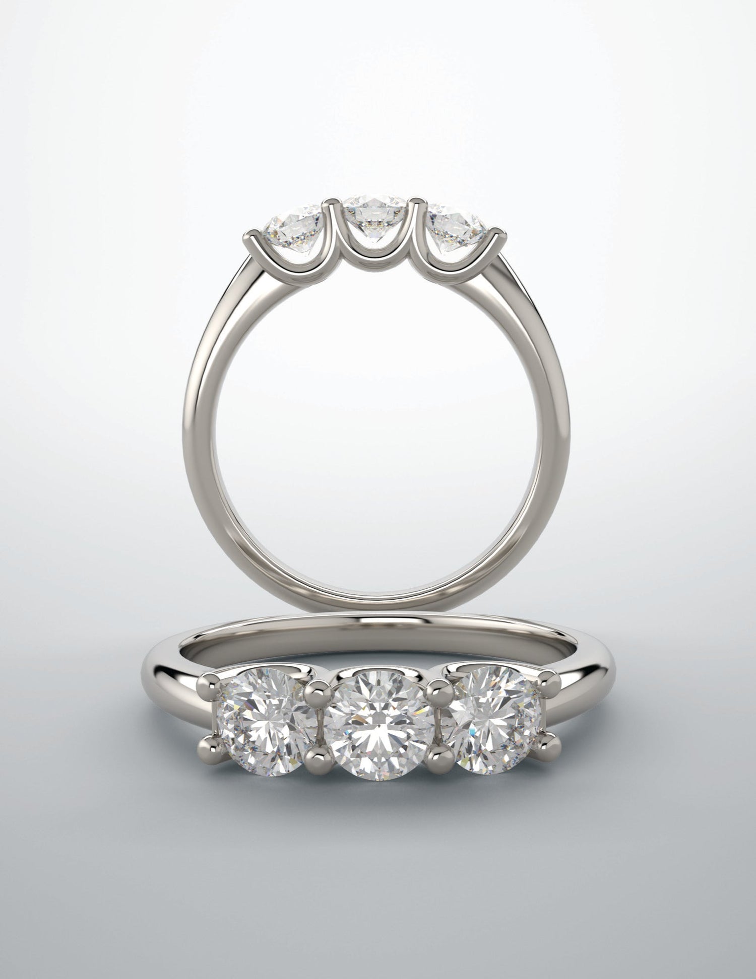 Diamond band 3 stone ring natural diamond