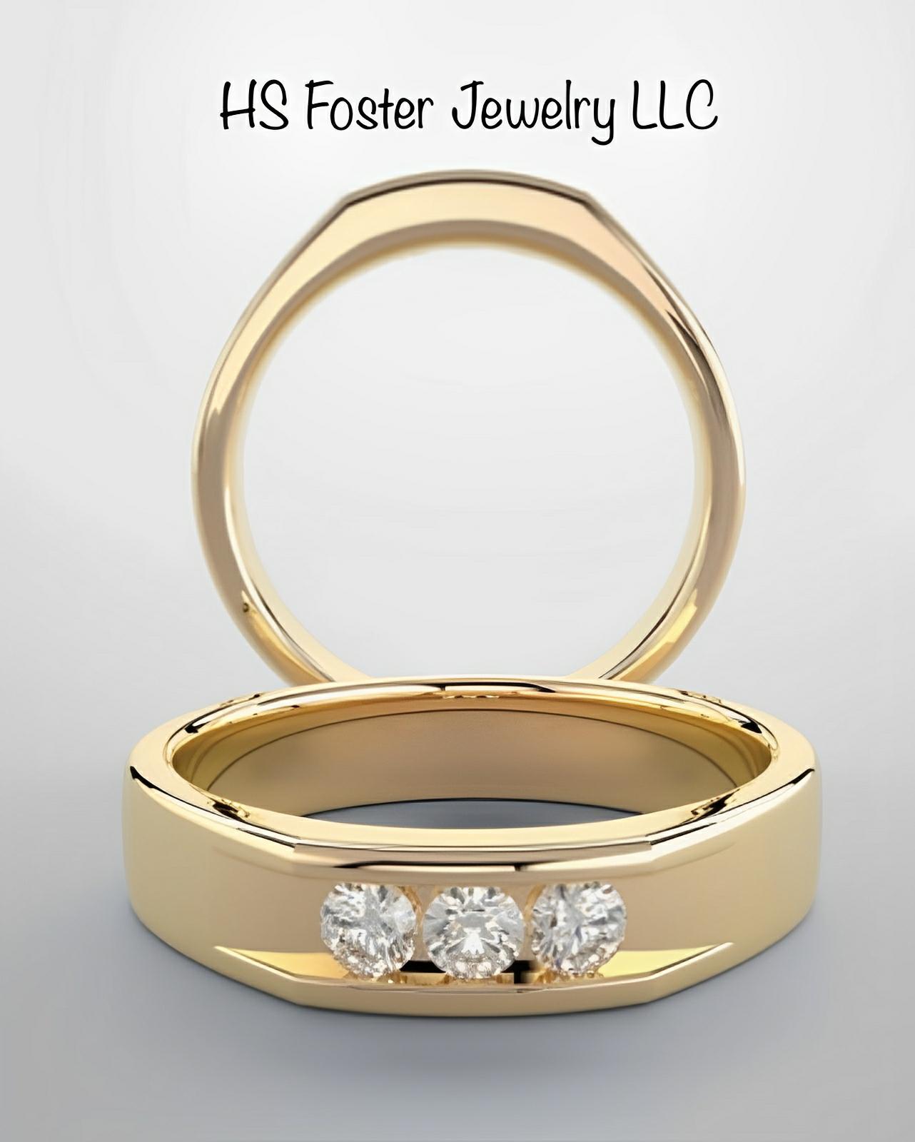 Yellow gold band with natural diamonds.