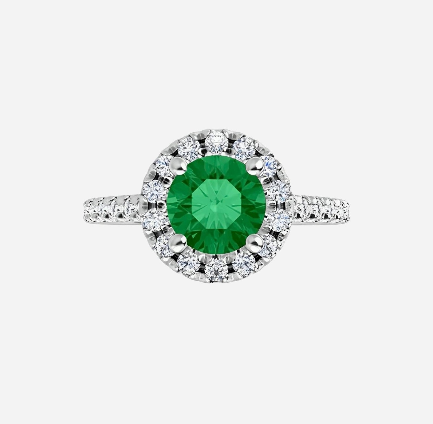 Color gem ring, Emerald halo with diamonds