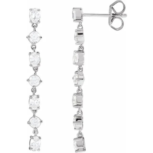 14K White 1 1/5 CTW Lab-Grown Diamond Dangle Earrings