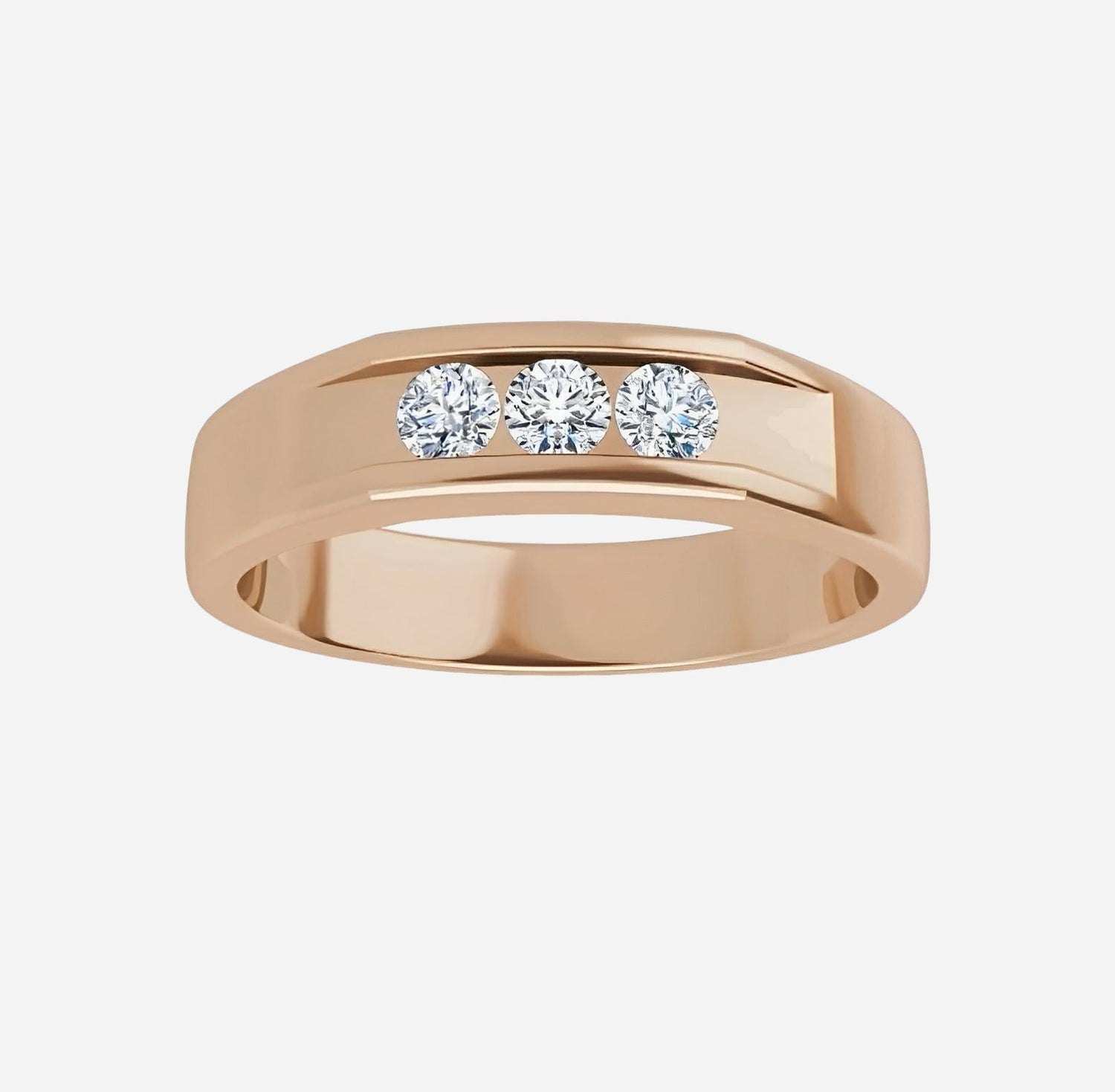 Yellow gold band with natural diamonds.