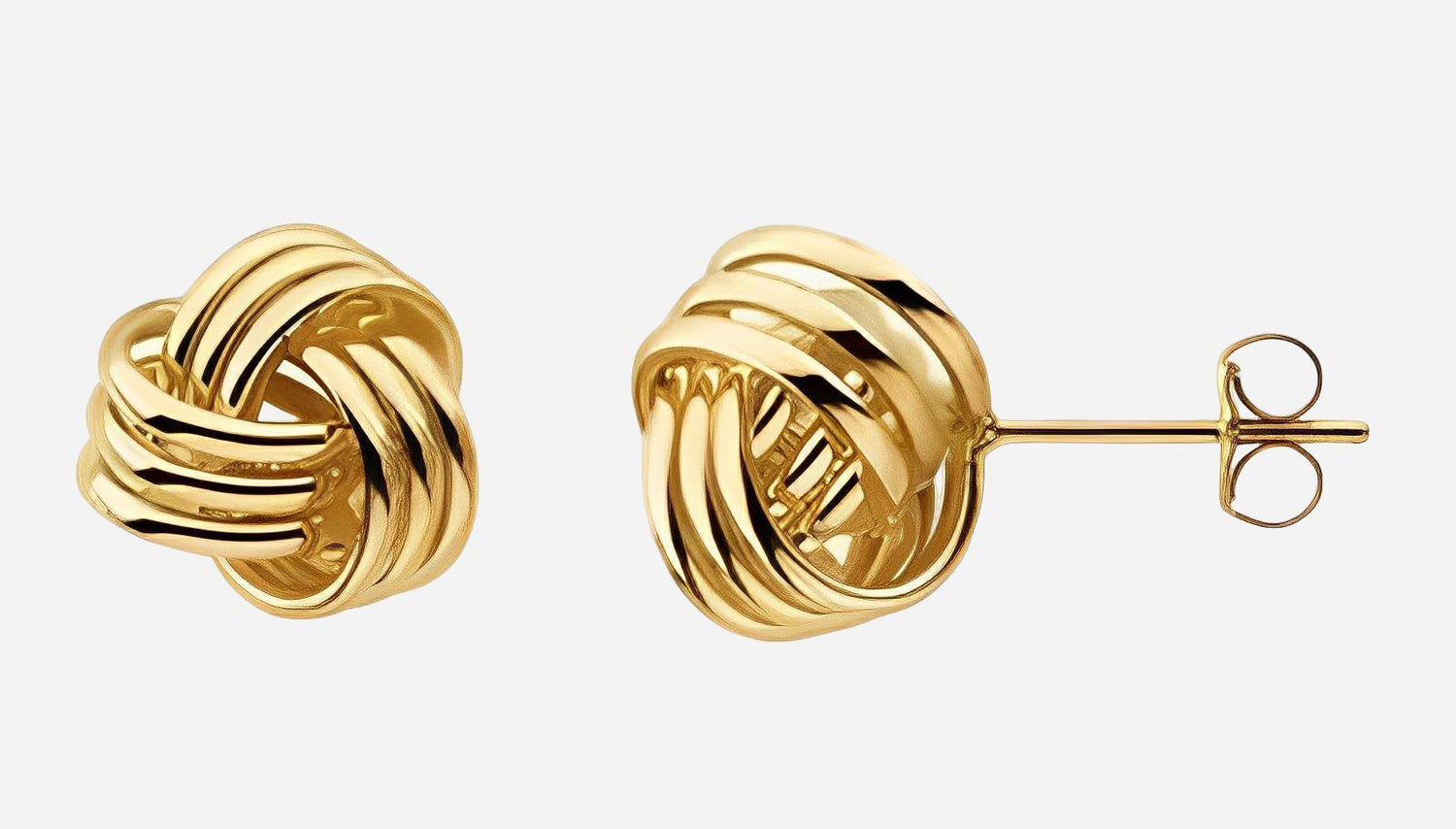 Knot fashion, yellow gold earrings