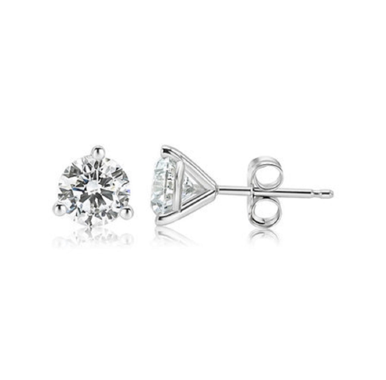 1.00 Ctw Sterling Silver Lab Grown Round Studs