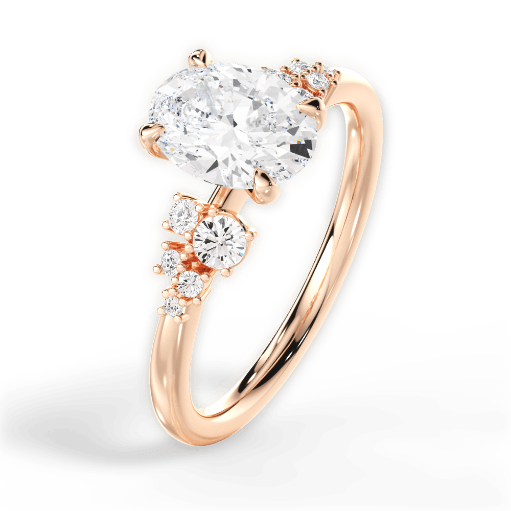 Carmen Oval Cut Lab Grown Diamond 18Kt Rose Gold Engagement Ring - View 2