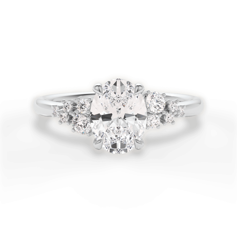 Carmen Oval Cut Lab Grown Diamond 14Kt White Gold Engagement Ring