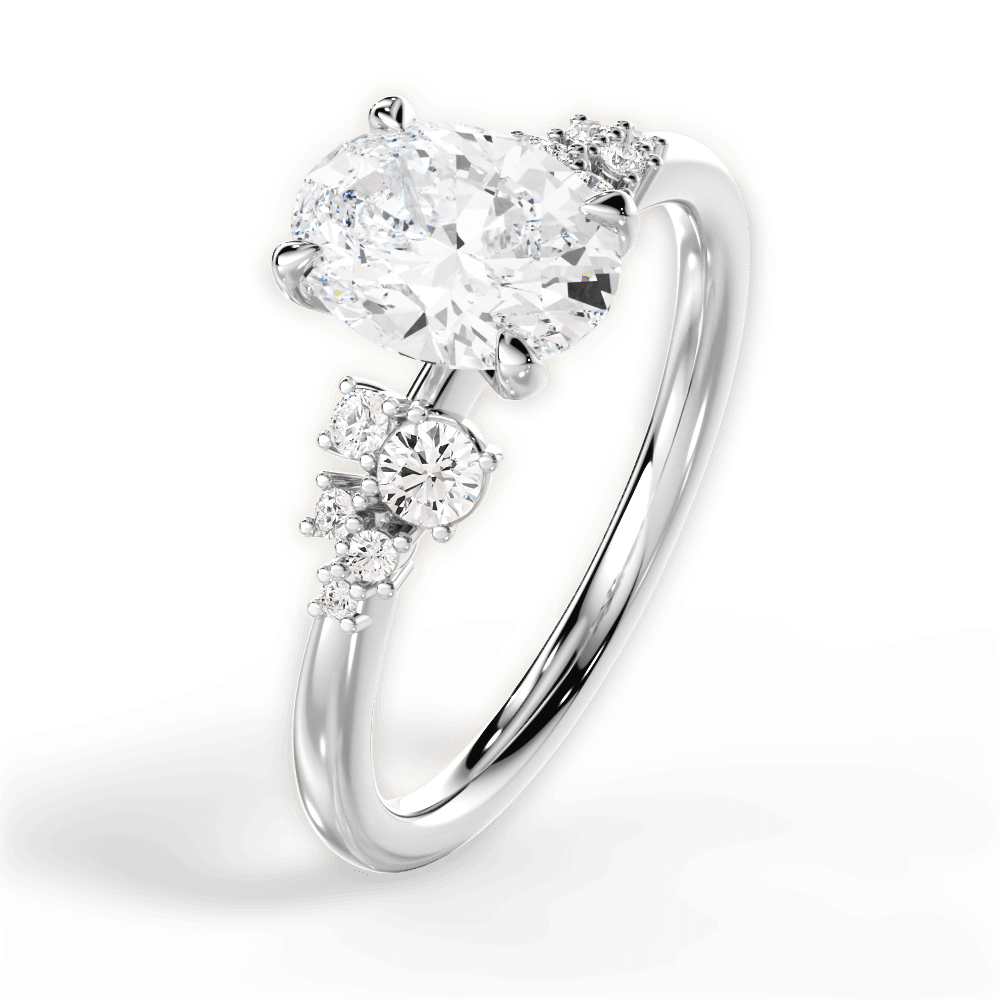 Carmen Oval Cut Lab Grown Diamond Platinum Engagement Ring - View 4