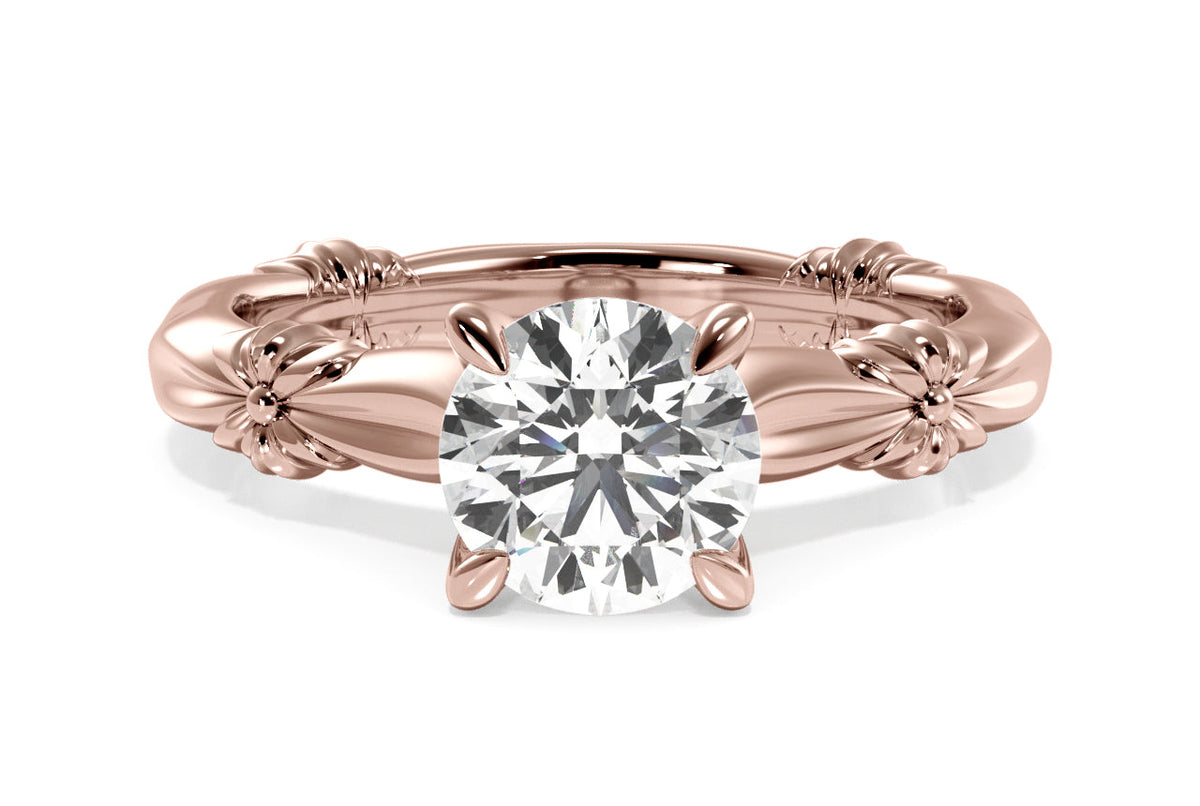 Vivian emerald lab diamond engagement ring in 18k rose gold