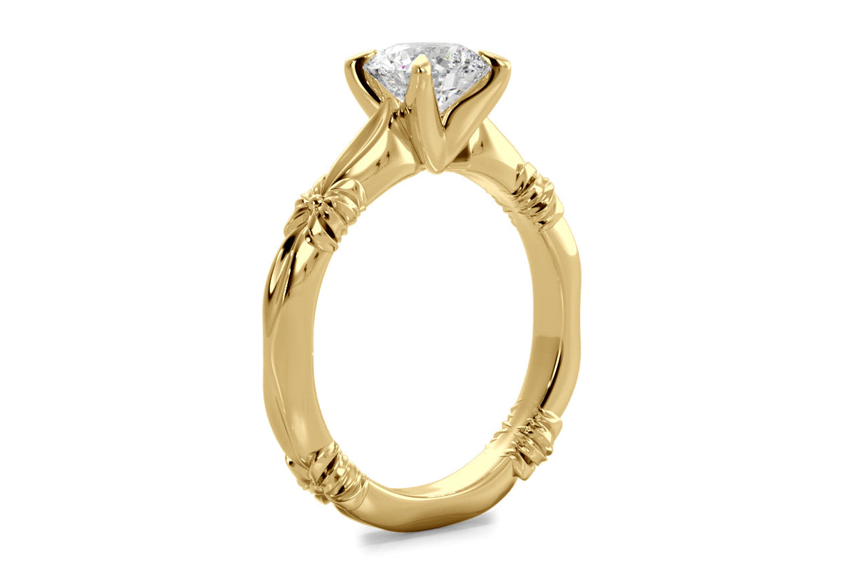 Vivian emerald lab diamond engagement ring in 18k yellow gold - view 2