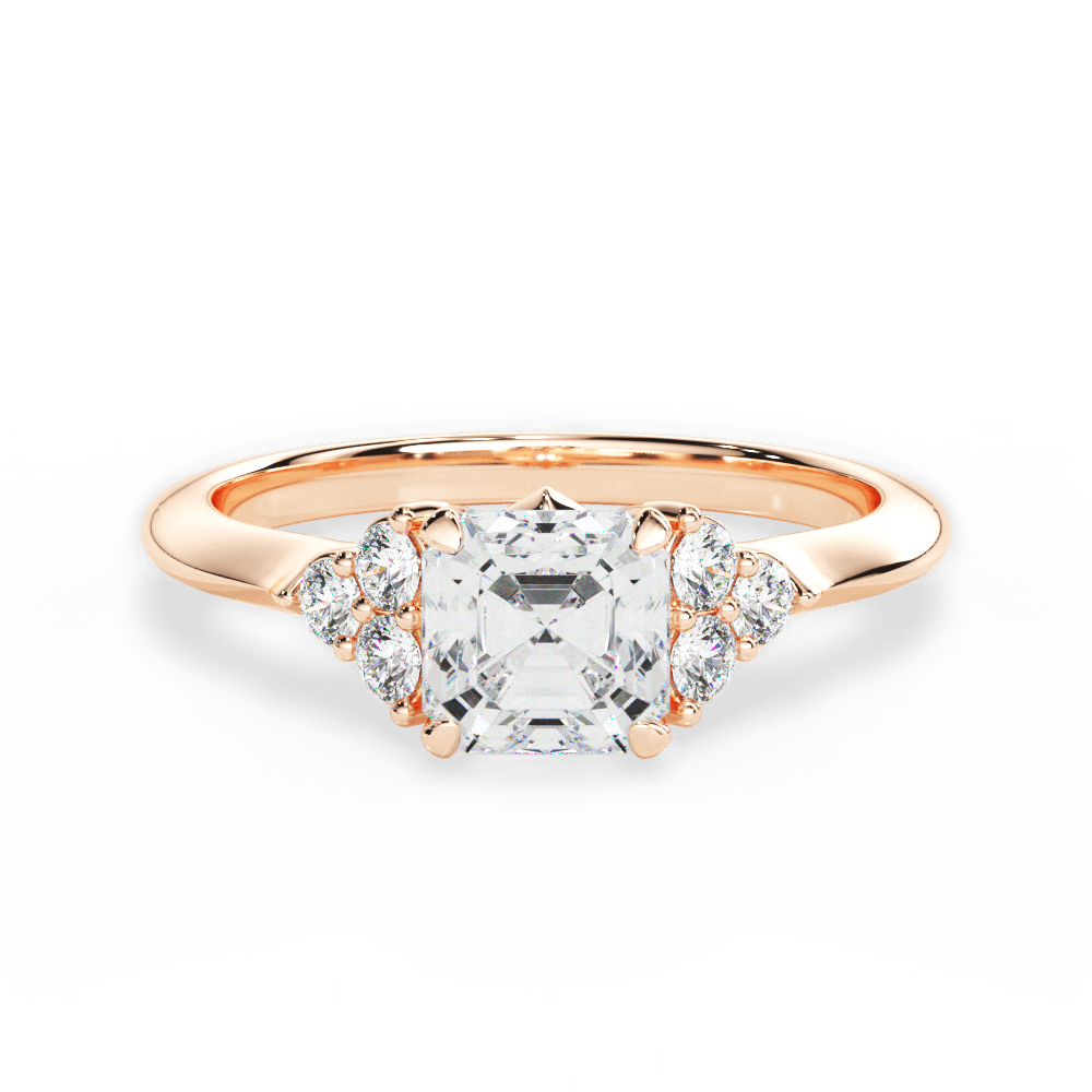 Celeste Asscher Cut Lab Grown Diamond 18Kt Rose Gold Engagement Ring