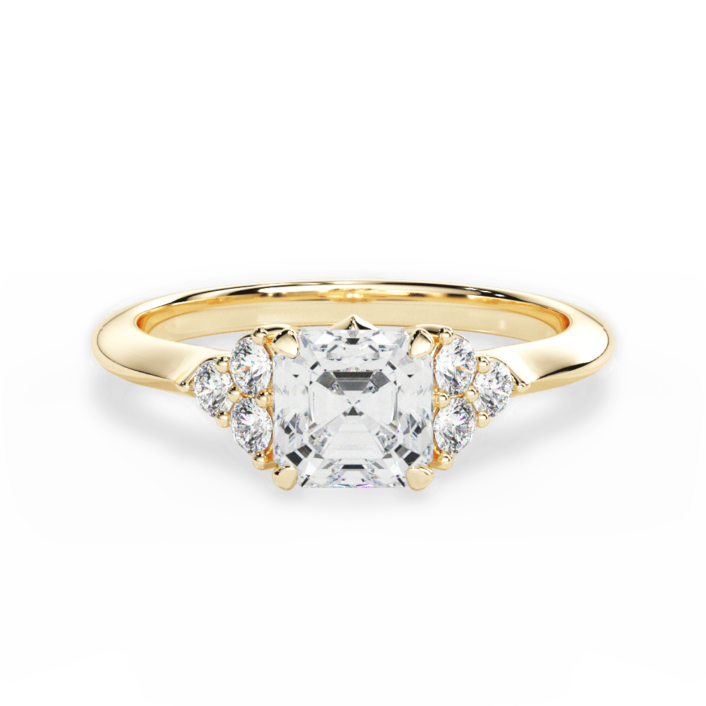 Celeste Asscher Cut Lab Grown Diamond 18Kt Yellow Gold Engagement Ring
