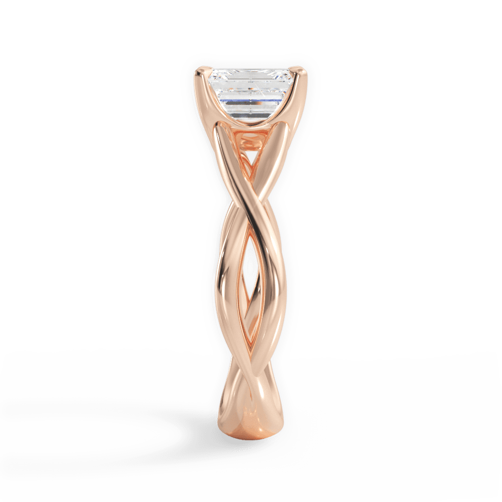 Aubrey Emerald Cut Lab Grown Diamond 18Kt Rose Gold Engagement Ring - View 2
