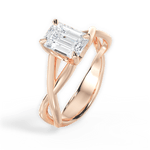Aubrey Emerald Cut Lab Grown Diamond 18Kt Rose Gold Engagement Ring - View 4