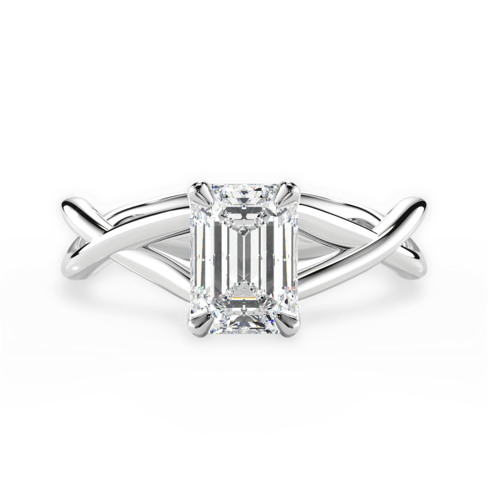 Aubrey Emerald Cut Lab Grown Diamond 14Kt White Gold Engagement Ring