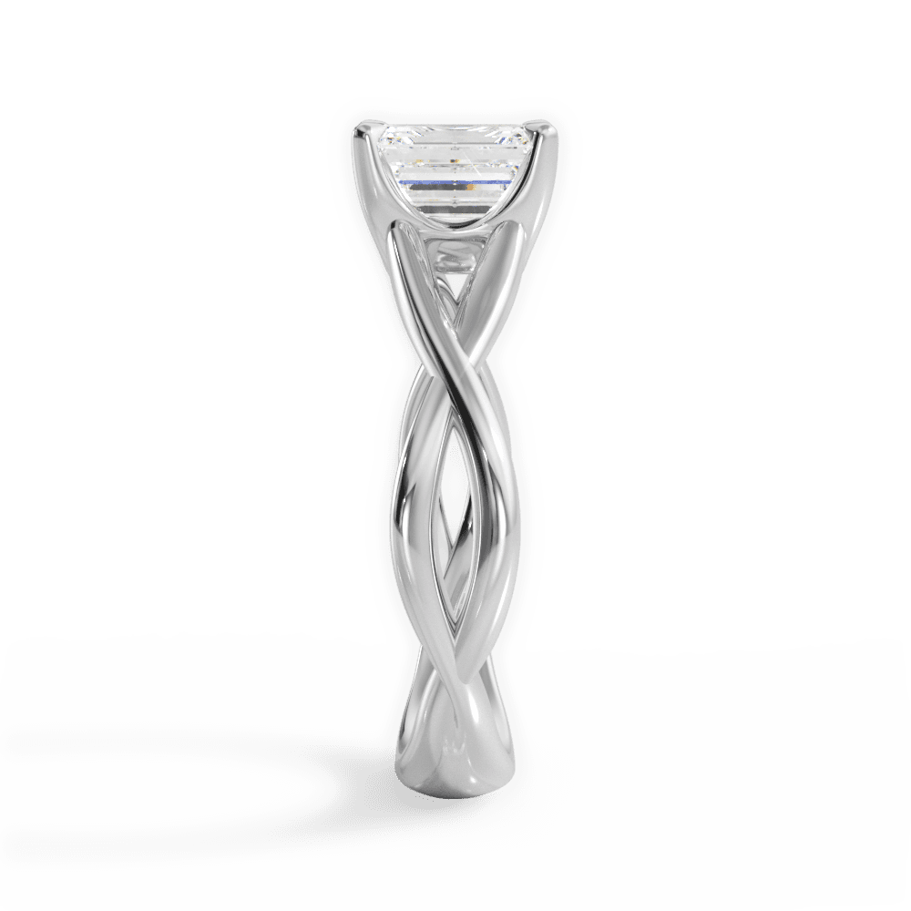 Aubrey Emerald Cut Lab Grown Diamond 18Kt White Gold Engagement Ring - View 3