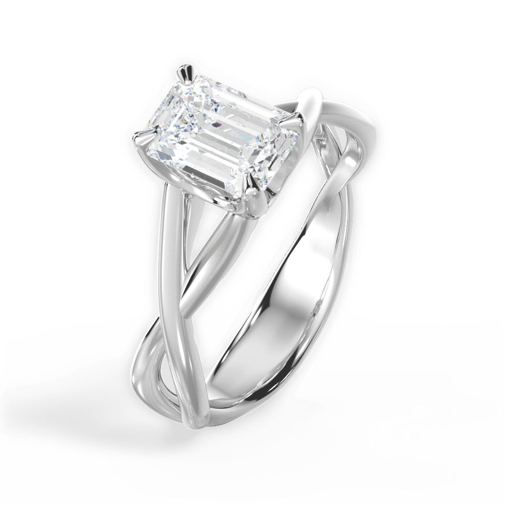 Aubrey Emerald Cut Lab Grown Diamond 14Kt White Gold Engagement Ring - View 4