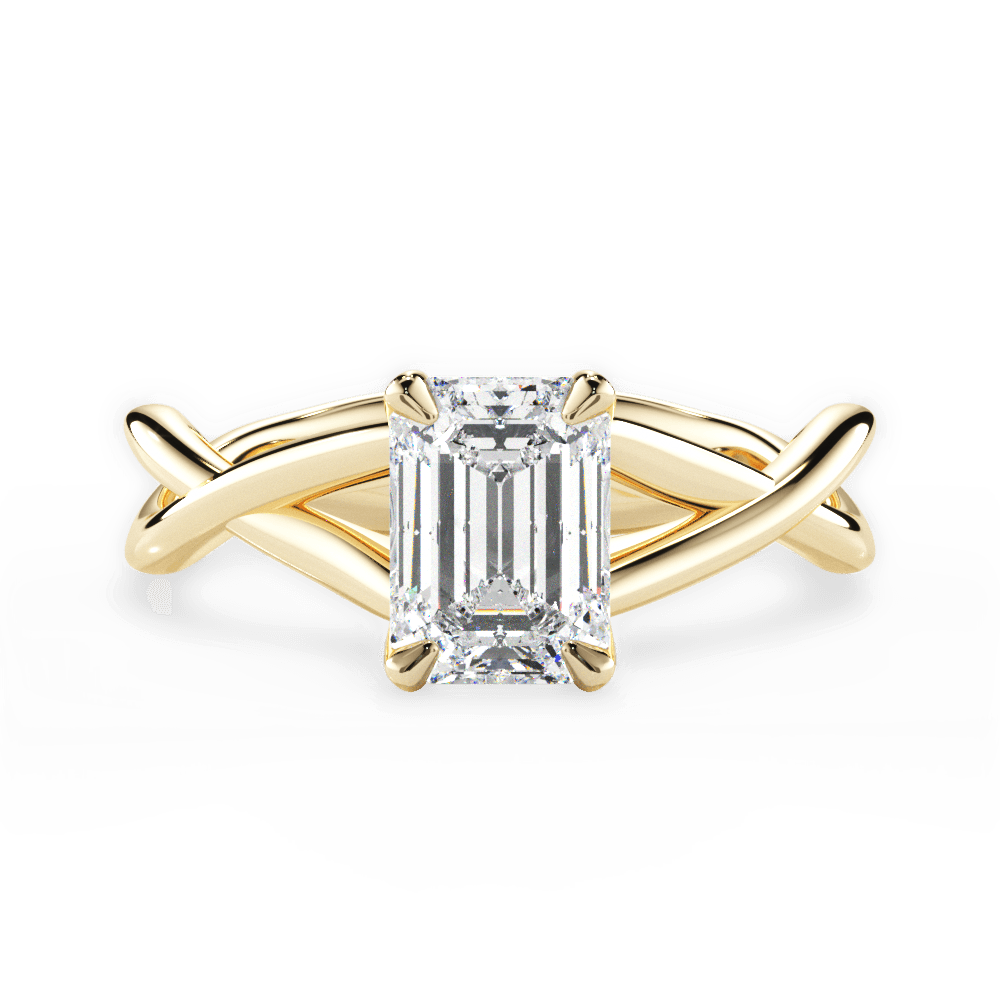 Aubrey Emerald Cut Lab Grown Diamond 18Kt Yellow Gold Engagement Ring