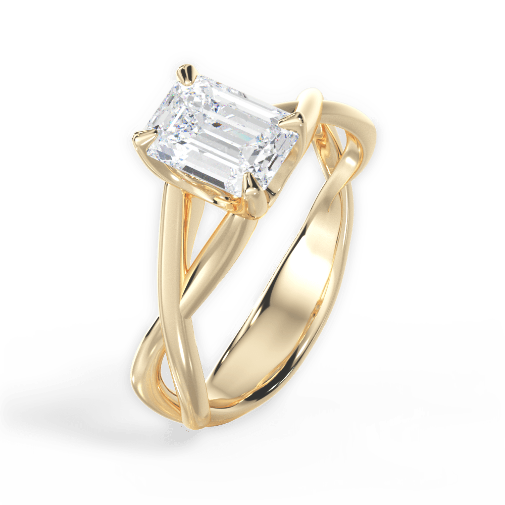 Aubrey Emerald Cut Lab Grown Diamond 18Kt Yellow Gold Engagement Ring - View 2