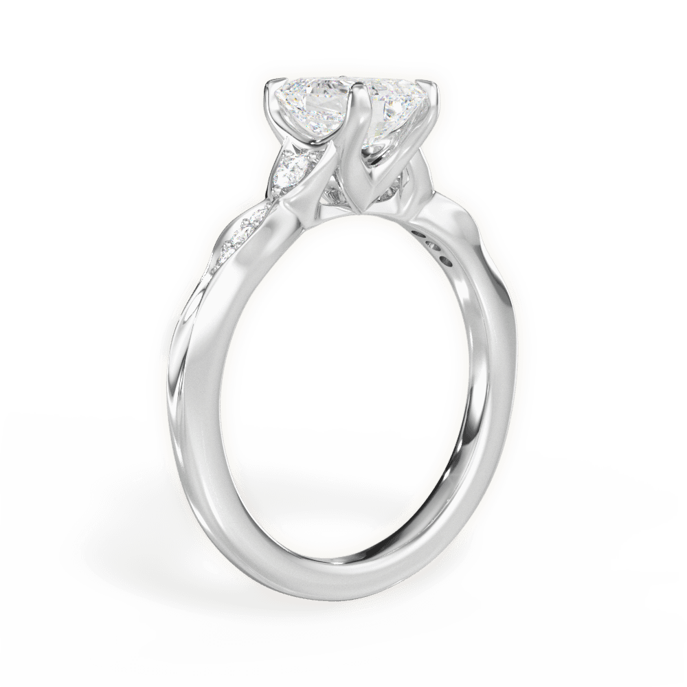 Cassie Emerald Cut Lab Grown Diamond 14Kt White Gold Engagement Ring - View 2