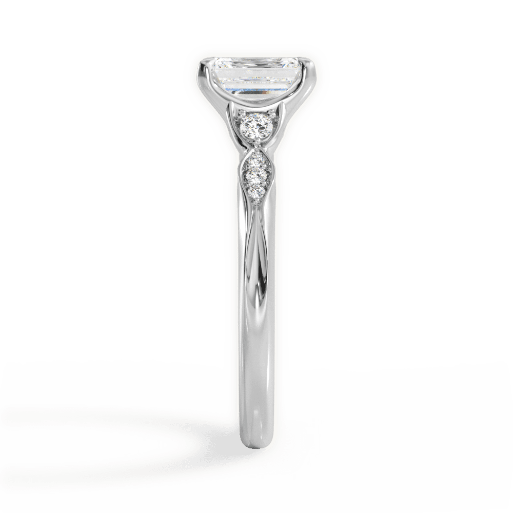 Cassie Emerald Cut Lab Grown Diamond 18Kt White Gold Engagement Ring - View 3