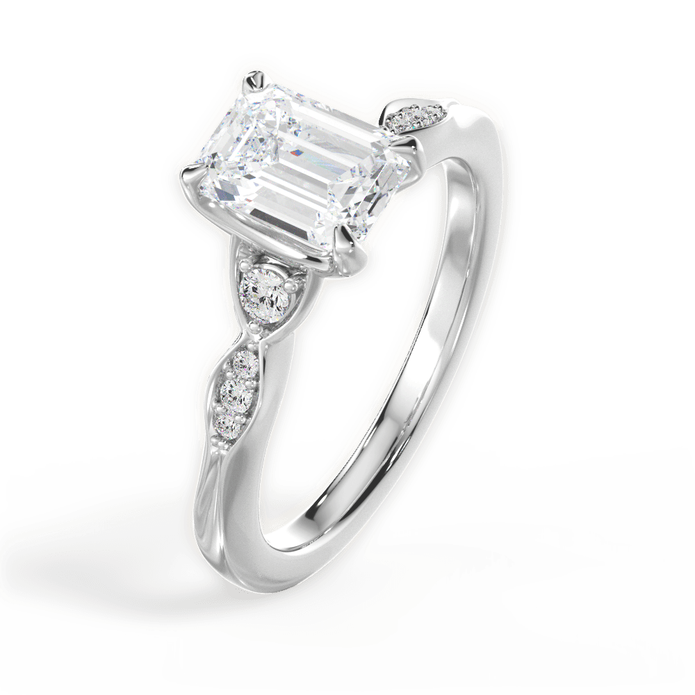 Cassie Emerald Cut Lab Grown Diamond 14Kt White Gold Engagement Ring - View 4