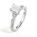 Cassie Emerald Cut Lab Grown Diamond 18Kt White Gold Engagement Ring - View 4