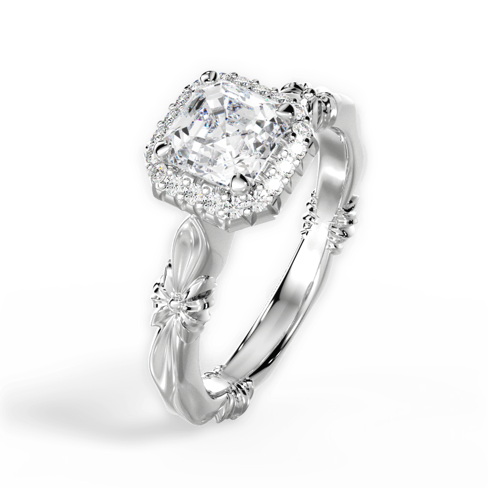 Erica Asscher Cut Lab Grown Diamond 14Kt White Gold Engagement Ring - View 2